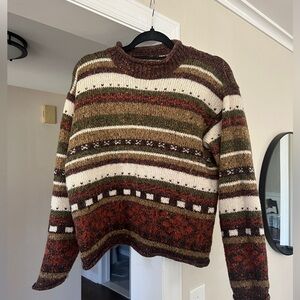 St. John's Bay Brown and Green Cowl Neck Sweater